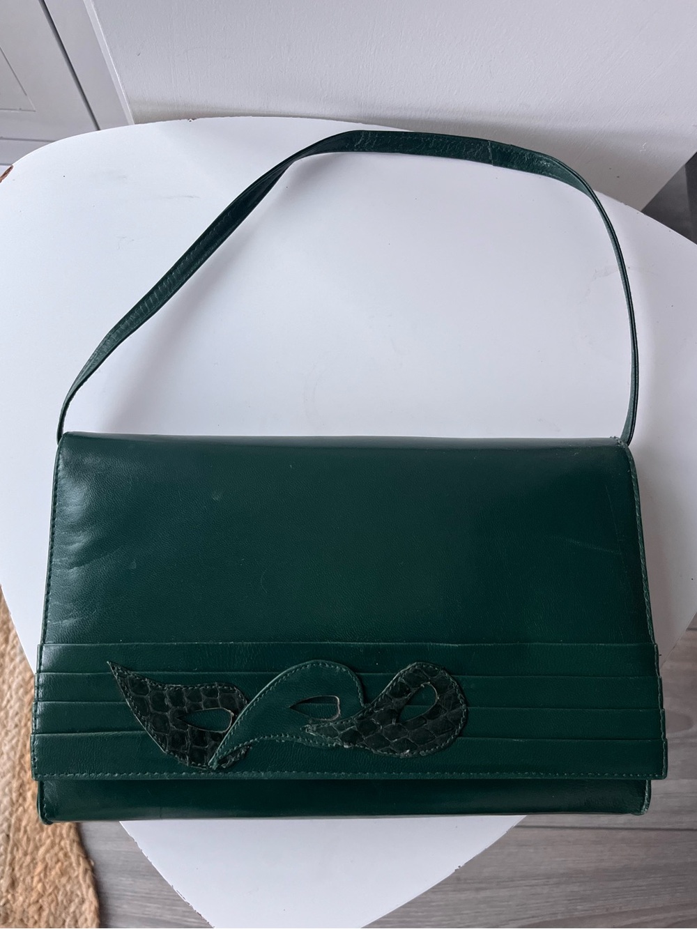Classic Green Leather Shoulder Bag